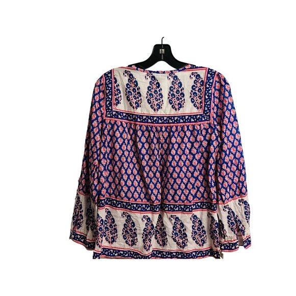 J.Crew French Country Peasant Red White Blue Paisley Top Boho Preppy Size XSmall - Picture 5 of 11